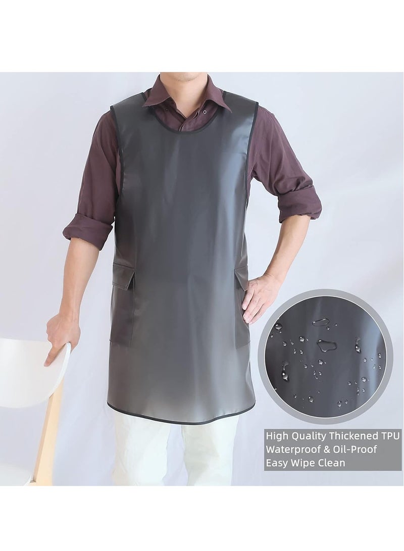 SYOSI Apron, Waterproof Cross Back Apron with Pockets, Halter Apron for Cooking Apron for Dishwashing Cleaning Work with Water Black Translucent - Image 2