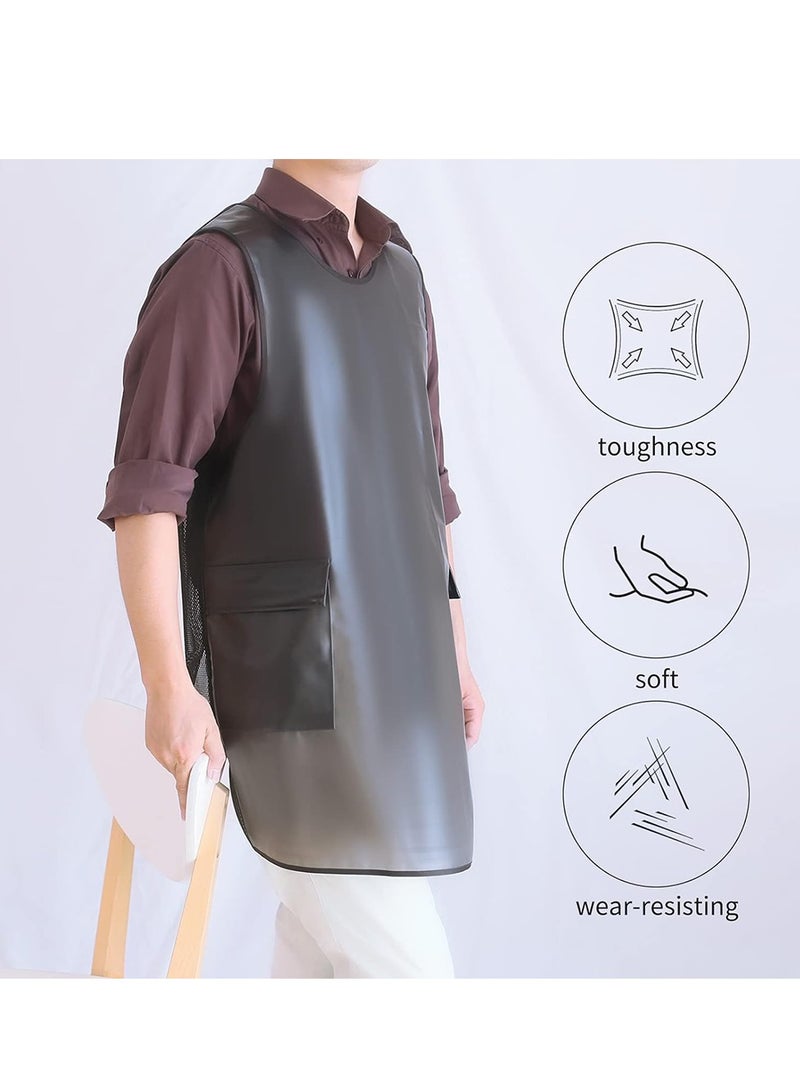 SYOSI Apron, Waterproof Cross Back Apron with Pockets, Halter Apron for Cooking Apron for Dishwashing Cleaning Work with Water Black Translucent - Image 5