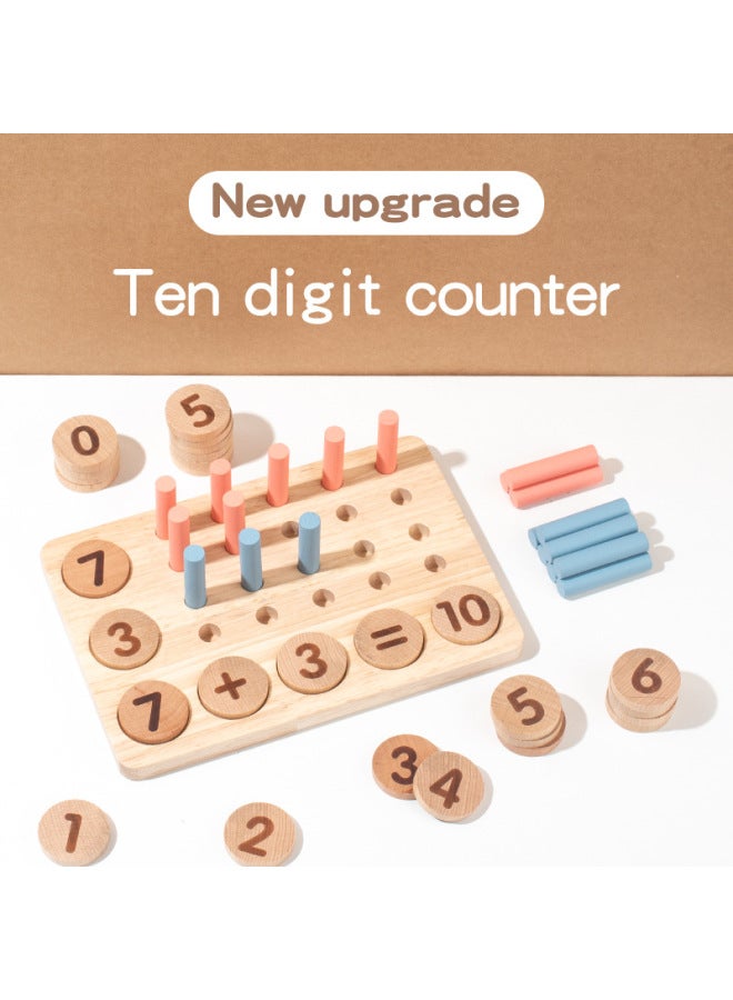 Ten-grid Array Number Sense Enlightenment Teaching Aids Addition And Subtraction Arithmetic Children's Mathematical Matching Arithmetic Board Wooden Toys-Color:Digital Pairing Arithmetic Board