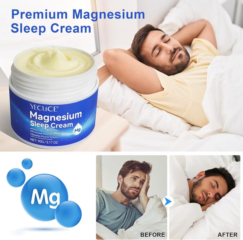 Yecuce Pure Magnesium Body Cream 90g, 100% Pure Natural Magnesium Cream, Soothing and Relaxing, Improve Sleep, Organic Magnesium Spray for Legs, Arms, Thighs. - Image 2