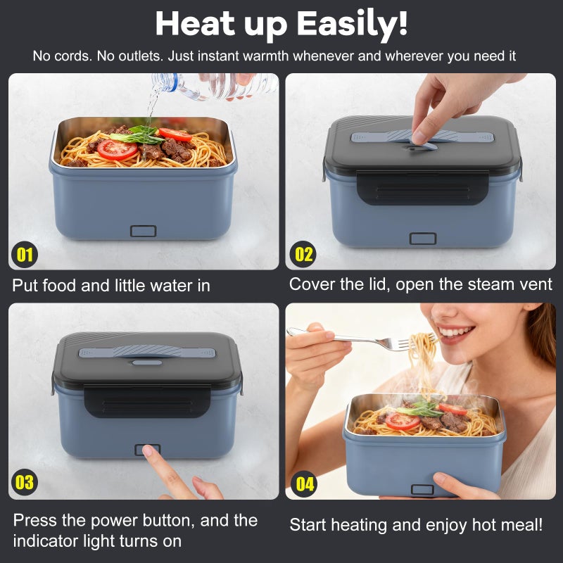 Monteka Cordless Electric Lunch Box for Adults, 1.8L Rechargeable Portable Food Warmer Heated Lunch Box, Christmas White Elephant Gifts, Suitable for Office, Picnic, Car, Construction Site - Image 5