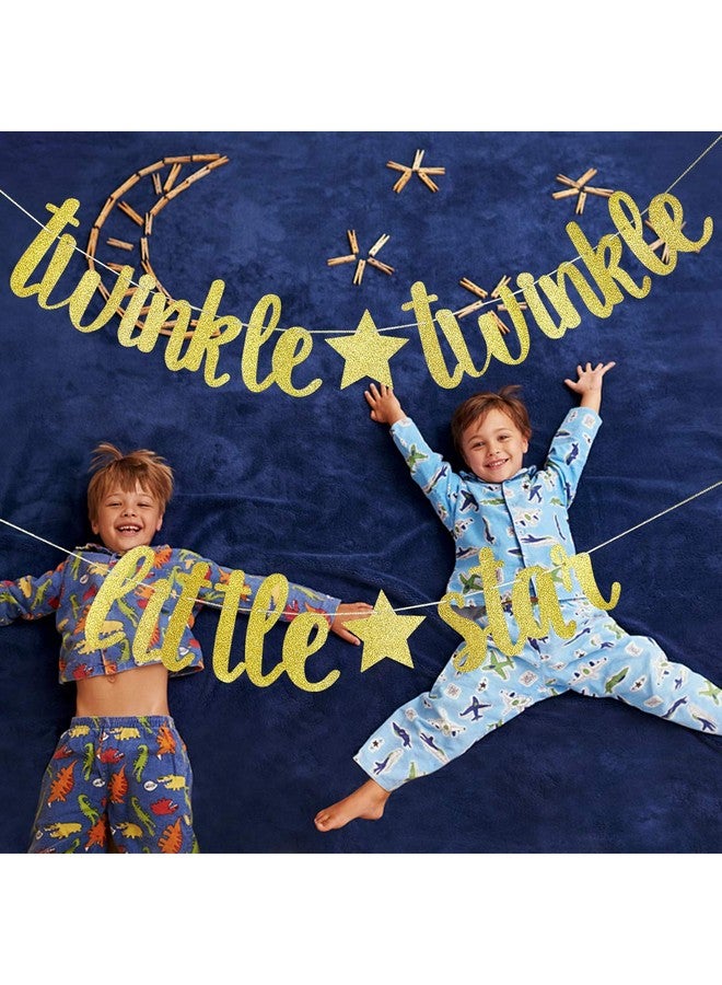 LeeSky Gold Glitter Twinkle Twinkle Little Star Banner Twinkle Twinkle Little Star Gender Reveal Banner Twinkle Twinkle Little Star Baby Shower for Baby Shower Birthday Party Decorations - Image 3