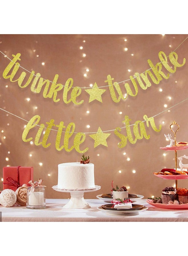 LeeSky Gold Glitter Twinkle Twinkle Little Star Banner Twinkle Twinkle Little Star Gender Reveal Banner Twinkle Twinkle Little Star Baby Shower for Baby Shower Birthday Party Decorations - Image 2