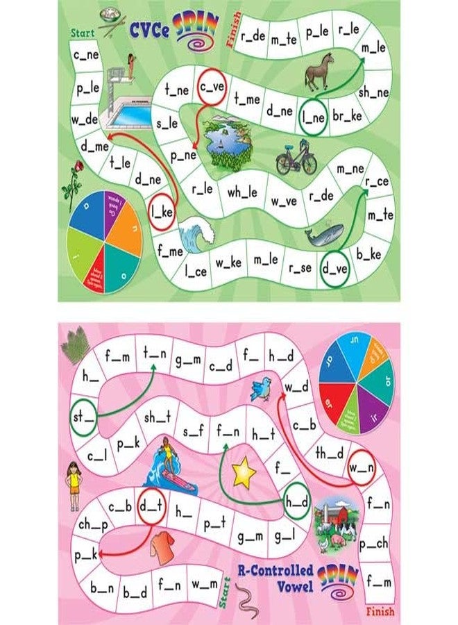 Really Good Stuff Long and Tricky Vowel Pattern Word Building Board Games - 1 Game - Image 3