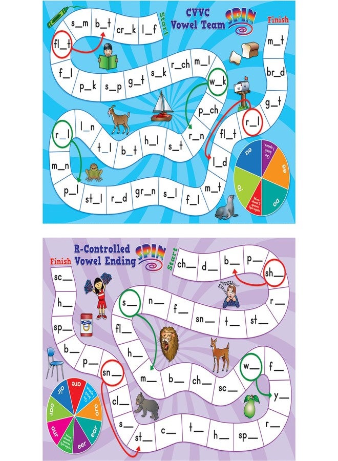 Really Good Stuff Long and Tricky Vowel Pattern Word Building Board Games - 1 Game - Image 1