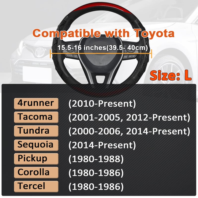 GIANT PANDA Steering Wheel Cover for Toyota Tacoma,4Runner,Tundra,Sequoia, Large Size - Red - Image 2