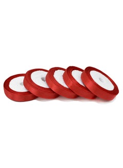 Embroiderymaterial Embroiderymaterial Satin Ribbon for Craft Decorations Clothes Sewing Making Purpose -5 Roll: 42.5 Meter- Red  - Image 1