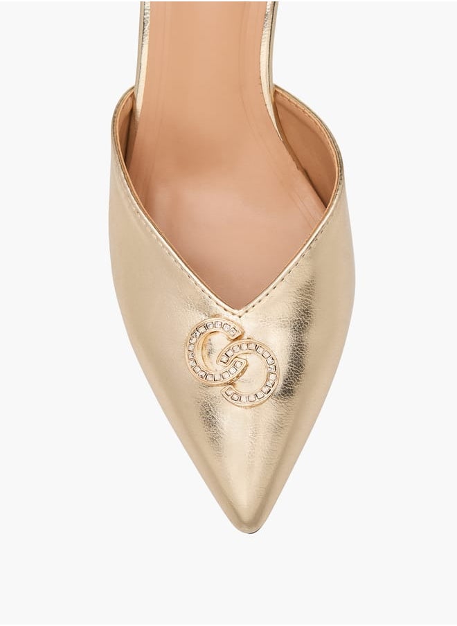 Celeste Women's Logo Embellished Slip-On Pointed Toe Shoes with Stiletto Heels  - Image 4