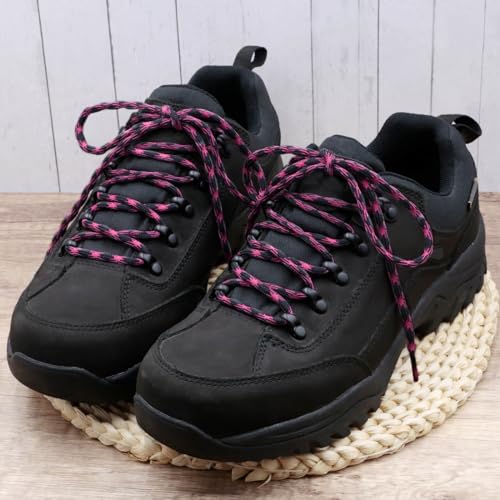 DELELE 2 Pair Round Wave Shape Non Slip Heavy Duty and Durable Outdoor Climbing Shoelaces Dark Gray&Rose Purple Hiking Shoe Laces Shoestrings-55 inch - Image 2