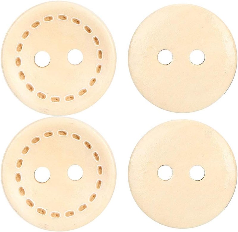 Generic 100 Pcs Wooden Buttons, Circular DIY Sewing Accessories, Schima Superba Material Buttons with 2 Holes, Ideal for Clothing, Backpack & Home Textiles (1.5CM Marked) - Image 4