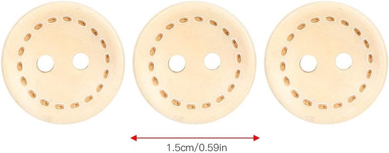 Generic 100 Pcs Wooden Buttons, Circular DIY Sewing Accessories, Schima Superba Material Buttons with 2 Holes, Ideal for Clothing, Backpack & Home Textiles (1.5CM Marked) - Image 3