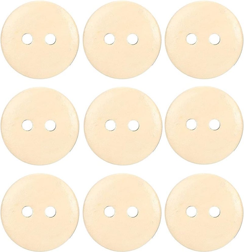 Generic 100 Pcs Wooden Buttons, Circular DIY Sewing Accessories, Schima Superba Material Buttons with 2 Holes, Ideal for Clothing, Backpack & Home Textiles (1.5CM Marked) - Image 2