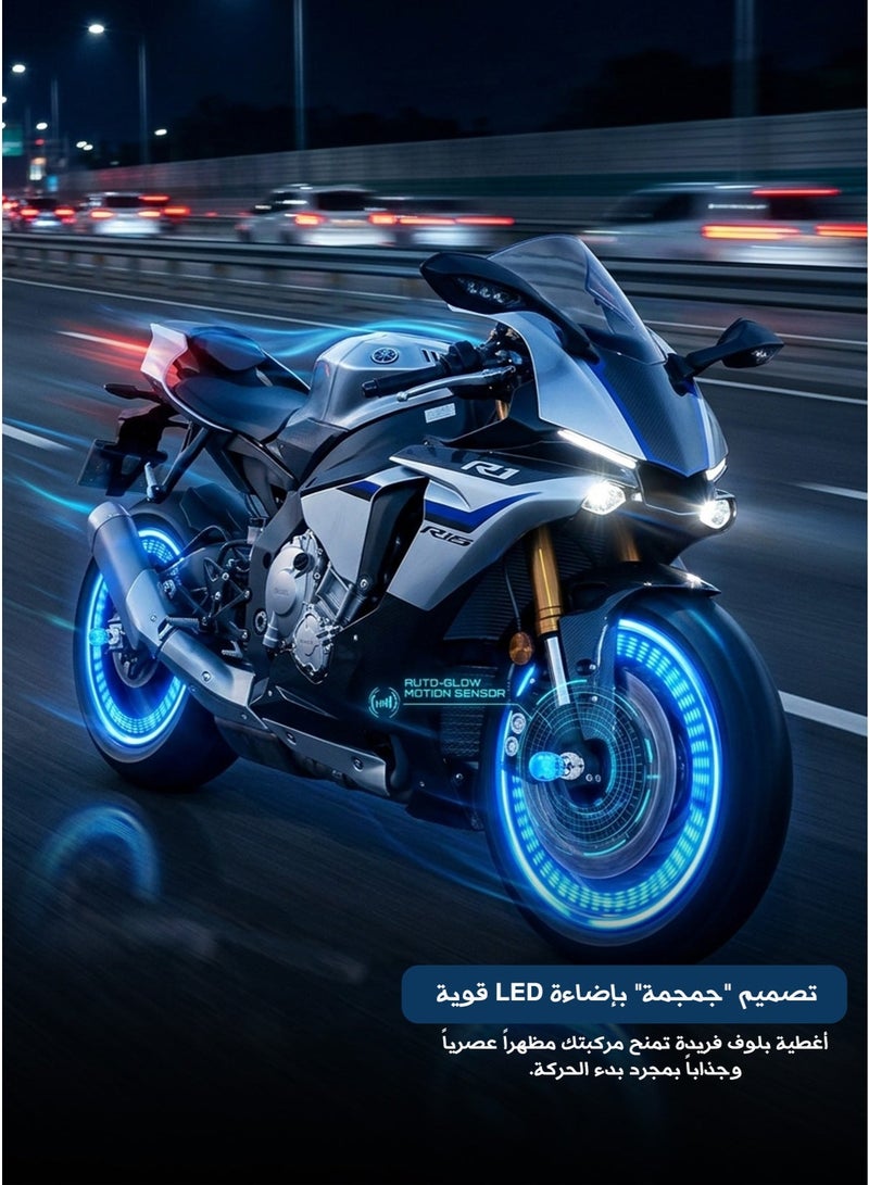 إضاءة كشافات صمام الإطارات LED شكل جمجمة - لمبات كفرات للسيارات والدراجات تعمل بالحركة - Image 1