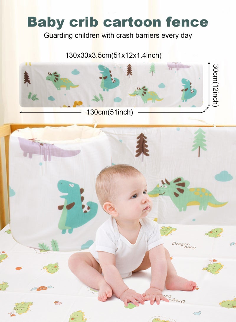 URbazaar Crib Bumper Breathable Cot Bumper Breathable Mesh Cot Liner Crib Rail Cover Baby Crib Bumper Baby Boys Girls Nursery Breathable Crib Bedding Baby Bed Bumper 130x30x2cm - Image 2