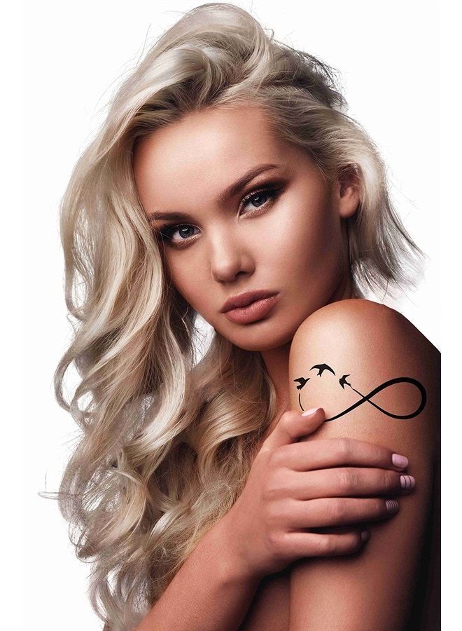 Dopetattoo 6 أوراق وشم مؤقت وشم لانهائي وشم مزيف للرقبة والذراع والصدر للنساء والرجال البالغين - Image 1