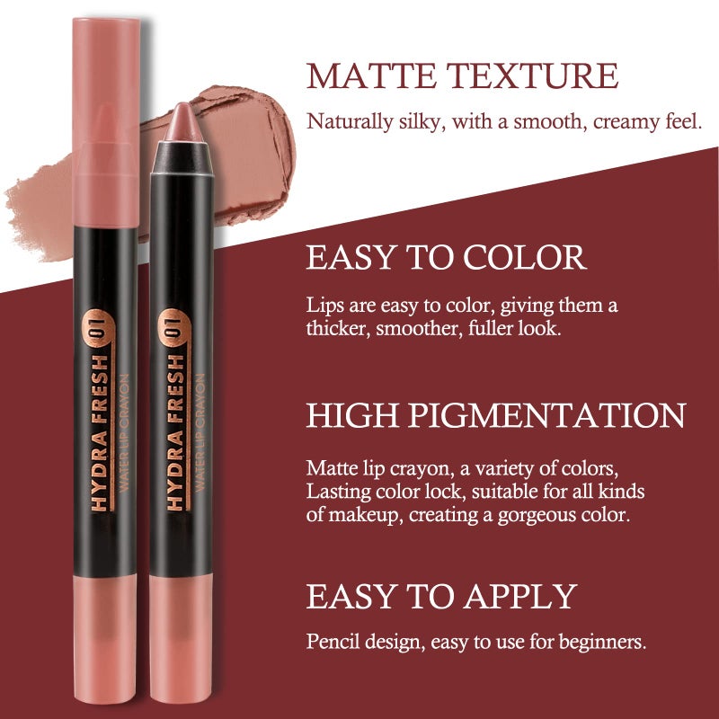 Boobeen Matte Lip Crayon Lipstik Pencil Velvety Creamy Matte Lip Liner Full Coverage High Pigment Waterproof Long Lasting Lipstick for Women, Matte Lip Color with Smooth - Image 4