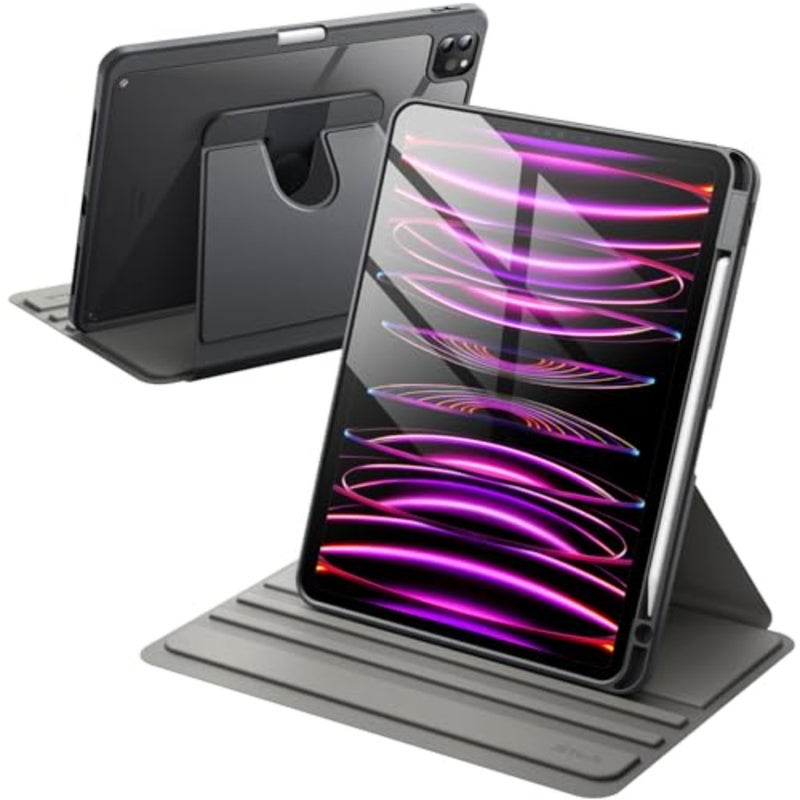 غطاء حماية دوار لجهاز iPad Pro 11 4/3 2022/2021، ظهر شفاف من مادة TPU، حامل يدور 360 درجة، تنبيه/غفو تلقائي، حامل أقلام رصاص، حماية كاملة - Image 1