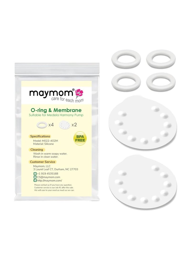 Maymom Replacement Parts for Medela Harmony Manual Pump; 4 O-Rings, 2 Membranes - Image 1