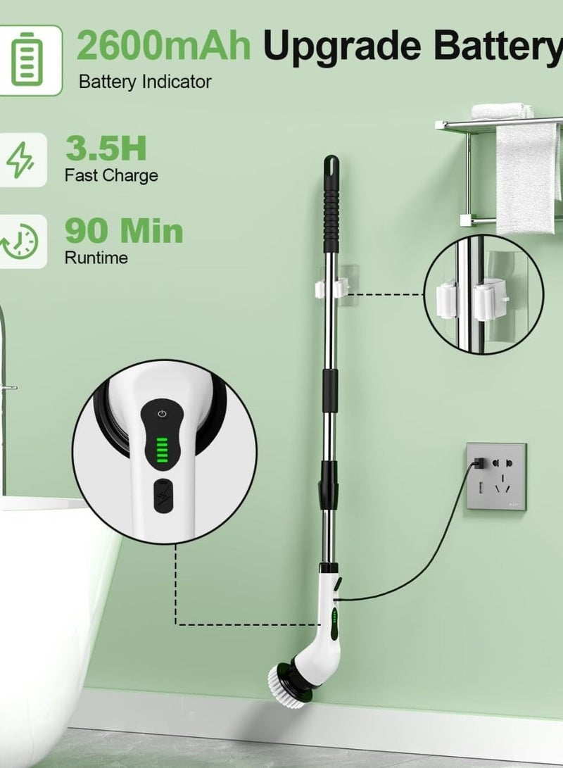 Cordless Electric Spin Scrubber with 7 Replaceable Drill Brush Heads, 54in Adjustable Handle High-Rate Battery with Type-C fast charger for Bathroom, Kitchen, Floor, Tile Cleaning - Image 4