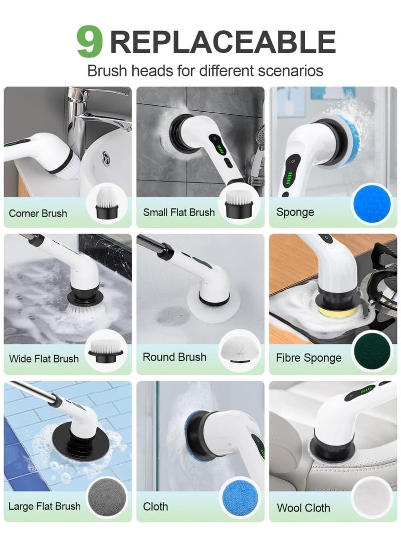 Cordless Electric Spin Scrubber with 7 Replaceable Drill Brush Heads, 54in Adjustable Handle High-Rate Battery with Type-C fast charger for Bathroom, Kitchen, Floor, Tile Cleaning - Image 3