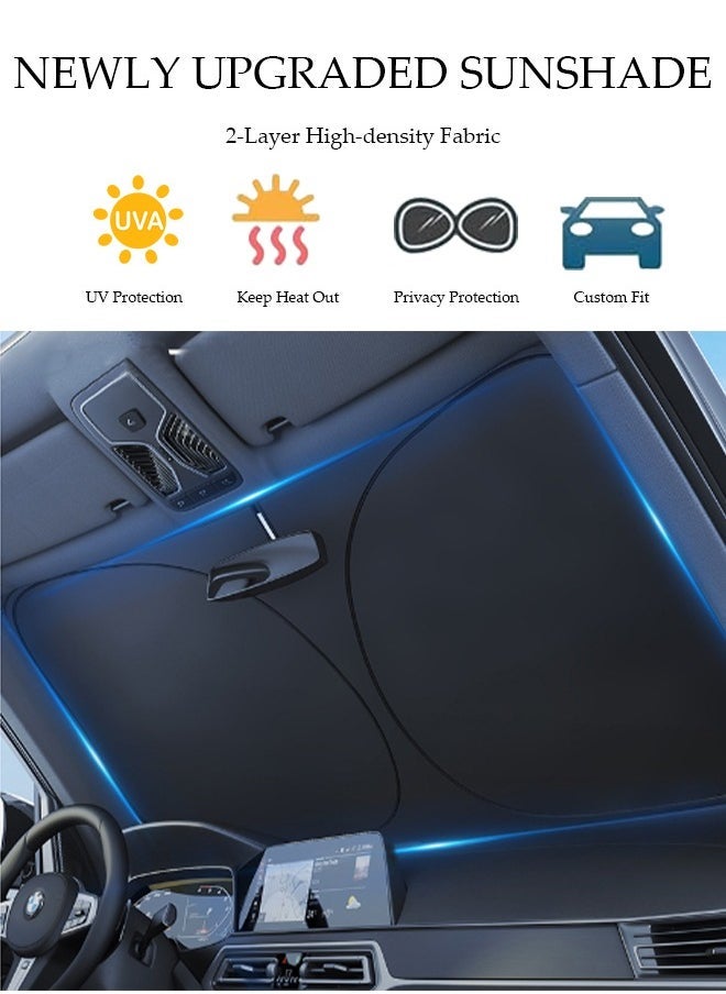 Generic Foldable Car Windshield Sun Shade with 4 Side Window Sunshade And Storage Pouch, Fits for Car, SUV, Sedan Front Window Windshields Visor Heat Protection & Interior Cooler to Keep Vehicle Cool  - Image 3
