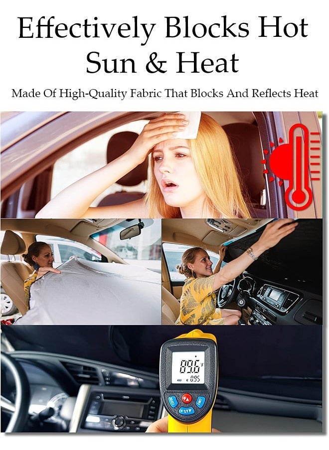Generic Foldable Car Windshield Sun Shade with 4 Side Window Sunshade And Storage Pouch, Fits for Car, SUV, Sedan Front Window Windshields Visor Heat Protection & Interior Cooler to Keep Vehicle Cool  - Image 2