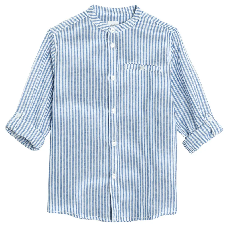 كول كلوب قميص قطن وكتان أبيض بأكمام طويلة