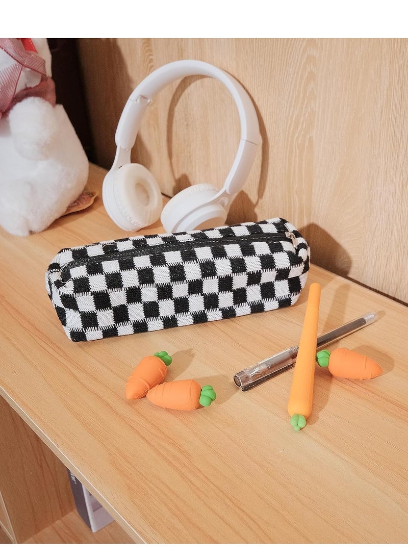 Generic Pencil Case Pen Case Office College School Storage Bag Pouch Holder Box Organizer Makeup Pouch Cosmetic Bag Aesthetic Cute Pencil Case for Girls Boys Kids (Black)  - Image 2