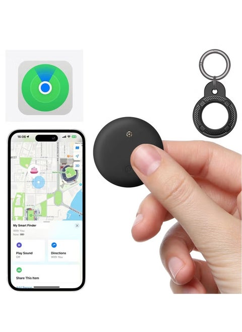 Smart Tracker Item Finder for Apple Find My (iOS Only), Super MINI Size Key Finder Item Locator for Luggage,Wallet,Bicycle and More, IPX6 Waterproof Works Like Apple Airtag(Black-1 Pack)