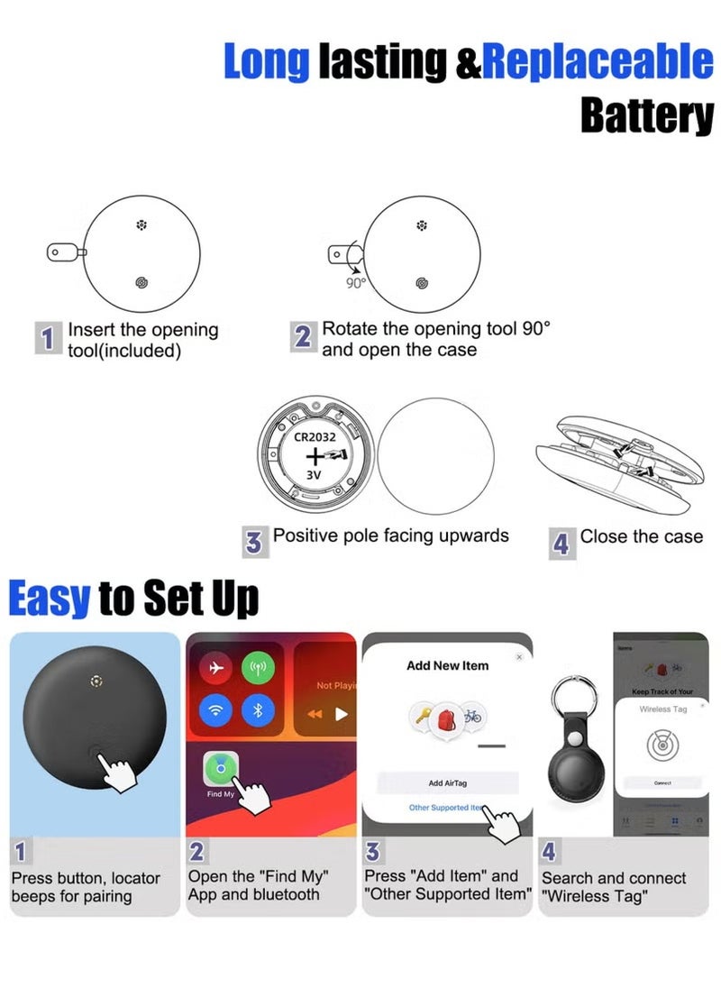 Smart Tracker Item Finder for Apple Find My (iOS Only), Super MINI Size Key Finder Item Locator for Luggage,Wallet,Bicycle and More, IPX6 Waterproof Works Like Apple Airtag(Black-1 Pack)