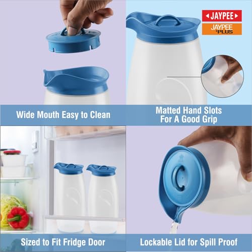 JAYPEE Hippo Unbreakable Water Jug 1.93 Litre with Lockable Lid |Wide Mouth BPA Free Food Grade Multipurpose Jug for Milk, Juice, Beverages & Kitchen,Blue - Image 3