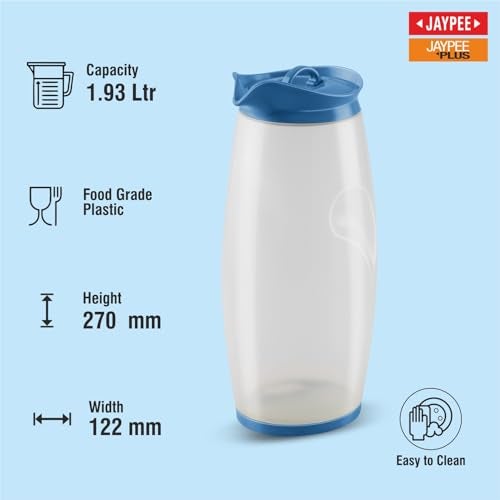 JAYPEE Hippo Unbreakable Water Jug 1.93 Litre with Lockable Lid |Wide Mouth BPA Free Food Grade Multipurpose Jug for Milk, Juice, Beverages & Kitchen,Blue - Image 4
