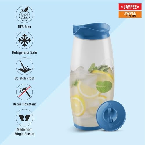 JAYPEE Hippo Unbreakable Water Jug 1.93 Litre with Lockable Lid |Wide Mouth BPA Free Food Grade Multipurpose Jug for Milk, Juice, Beverages & Kitchen,Blue - Image 2