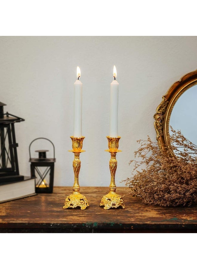 Gold Candlestick Holders Set of 3, Ornate Taper Candle Holders for Centerpieces, 7.4-inch - Image 3