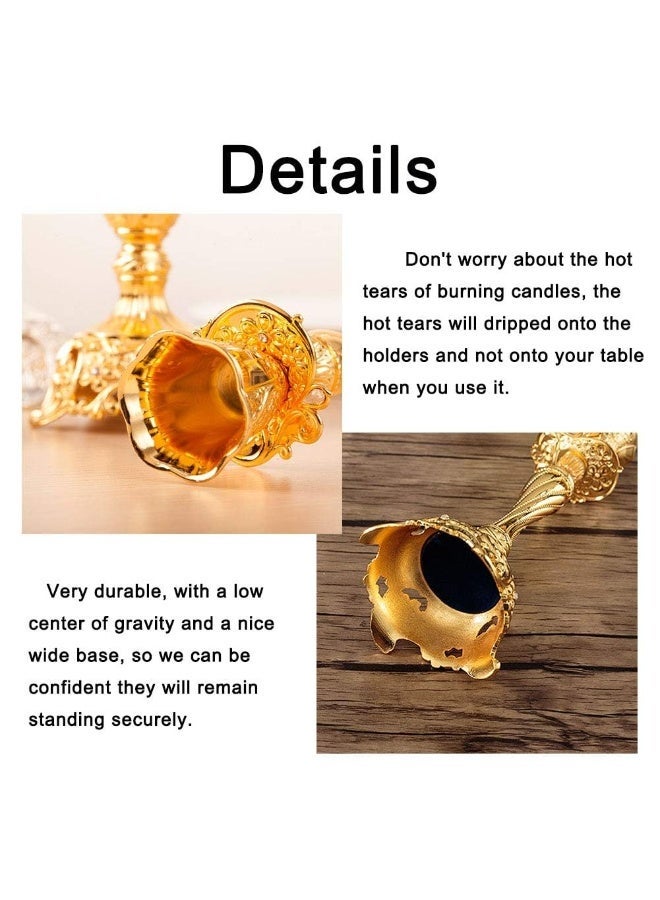 Gold Candlestick Holders Set of 3, Ornate Taper Candle Holders for Centerpieces, 7.4-inch - Image 4
