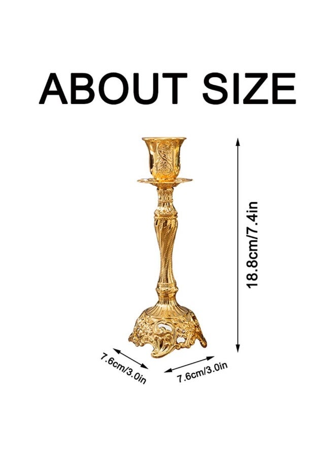 Gold Candlestick Holders Set of 3, Ornate Taper Candle Holders for Centerpieces, 7.4-inch - Image 2