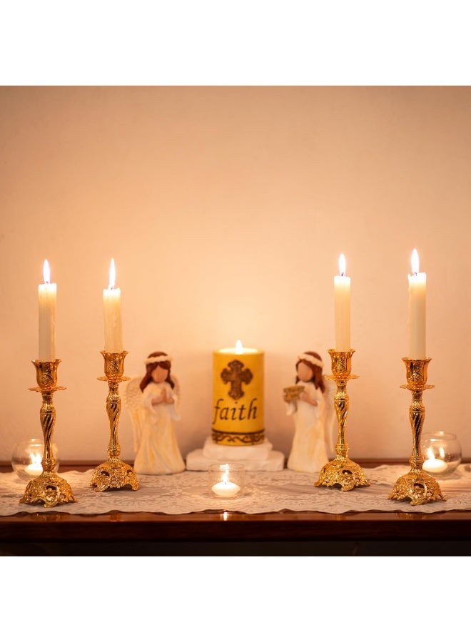 Gold Candlestick Holders Set of 3, Ornate Taper Candle Holders for Centerpieces, 7.4-inch - Image 5