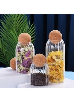 Happy Home Set of 3 Glass Storage Jars, Home Storage Bottle, Kitchen Storage Jars, Spice Jars Set with Wooden Lid Ball (500ml-800ml-1200ml)  - Image 5