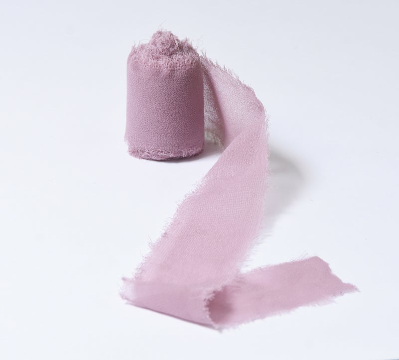 Generic 4CM shredded frayed chiffon ribbon ribbon wedding arrangement holding flower silk cloth ribbon flower bandage in stock Lotus root pink 4CM wide * 5 m long/Roll 