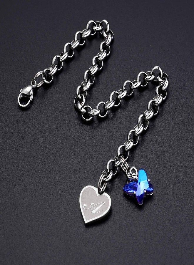 IEFWELL Charm Bracelets for Girls Gifts - Crystal Butterfly Bracelets for Teen Girls Gifts Trendy Stuff Dainty Heart Initial A Bracelet for Girl Women Butterfly Jewelry Gift - Image 5