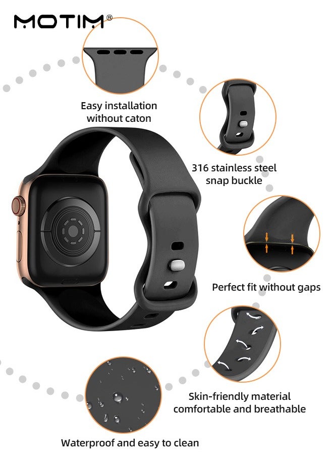 Motim - 3 Pcs Silicone Apple Watch Band Compatible With 38mm/40mm/41mm S/M, Waterproof Soft Silicone Sport Strap Replacement Strap for iWatch Ultra SE Series 10/9/8/7/6/5/4/3/2/1 - Image 1