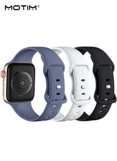 Motim 3 Pcs Silicone Apple Watch Band Compatible With 38mm/40mm/41mm S/M, Waterproof Soft Silicone Sport Strap Replacement Strap for iWatch Ultra SE Series 10/9/8/7/6/5/4/3/2/1  - Image 2