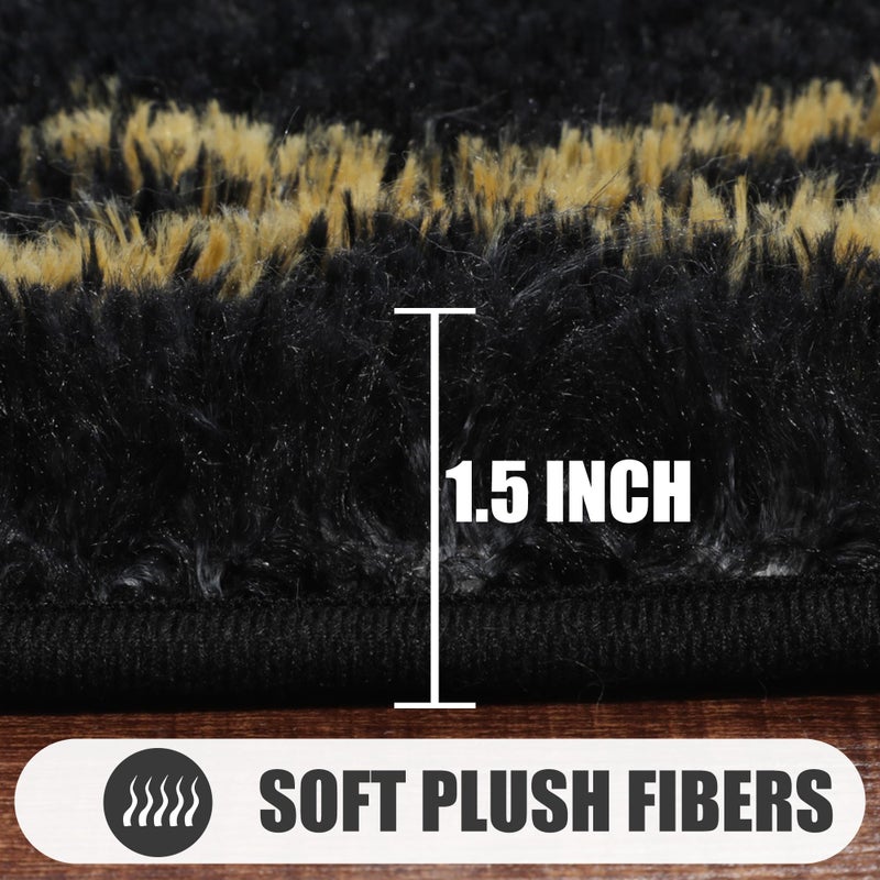 ONASAR 5x8 Rugs for Living Room Bedroom, Fluffy Black and Gold Area Rug, Geometric Boho Soft Plush Shaggy Floor Carpet Mat for Nursery Kids Girls Boys Teen Dorm Home Decor Aesthetic - Image 5