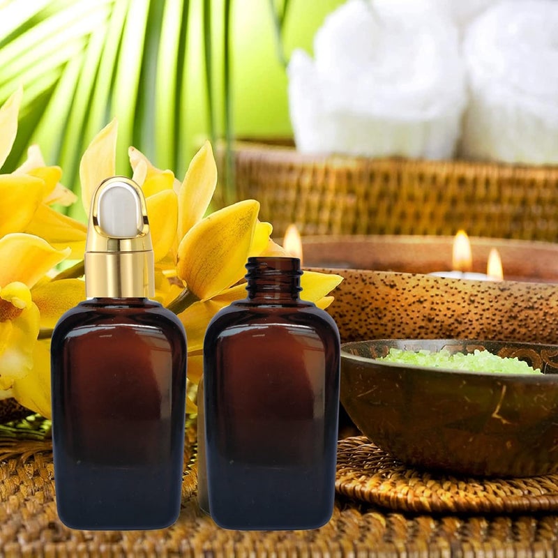 Devinez (Pack of 2 Multipurpose Refillable Amber Square Shape Glass Bottle, 15 ml with Fancy Golden Glass Dropper for Cosmetics, Serum, Essential Oils, Blends, Skin Care, Travel, Toners & DIY - Image 4