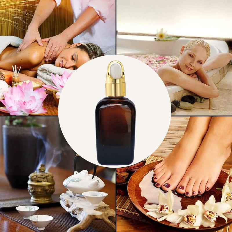 Devinez (Pack of 2 Multipurpose Refillable Amber Square Shape Glass Bottle, 15 ml with Fancy Golden Glass Dropper for Cosmetics, Serum, Essential Oils, Blends, Skin Care, Travel, Toners & DIY - Image 3