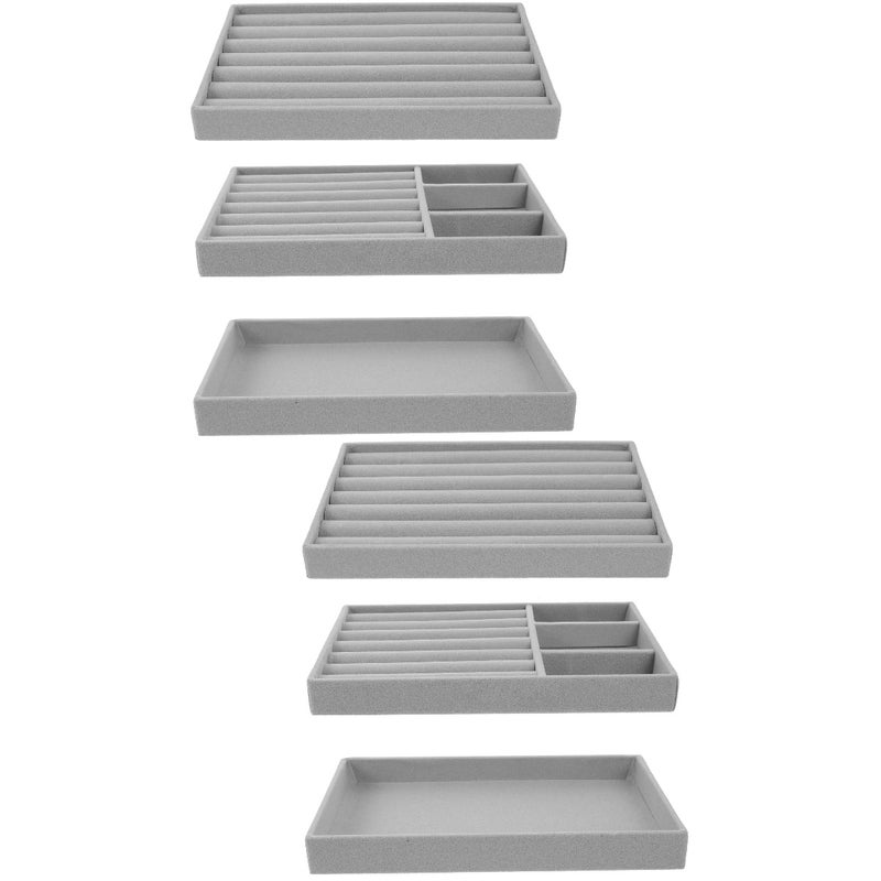 6 Pcs Organizer Tray Stackable Tray Earring Necklace Bracelet Display Holder - Image 1