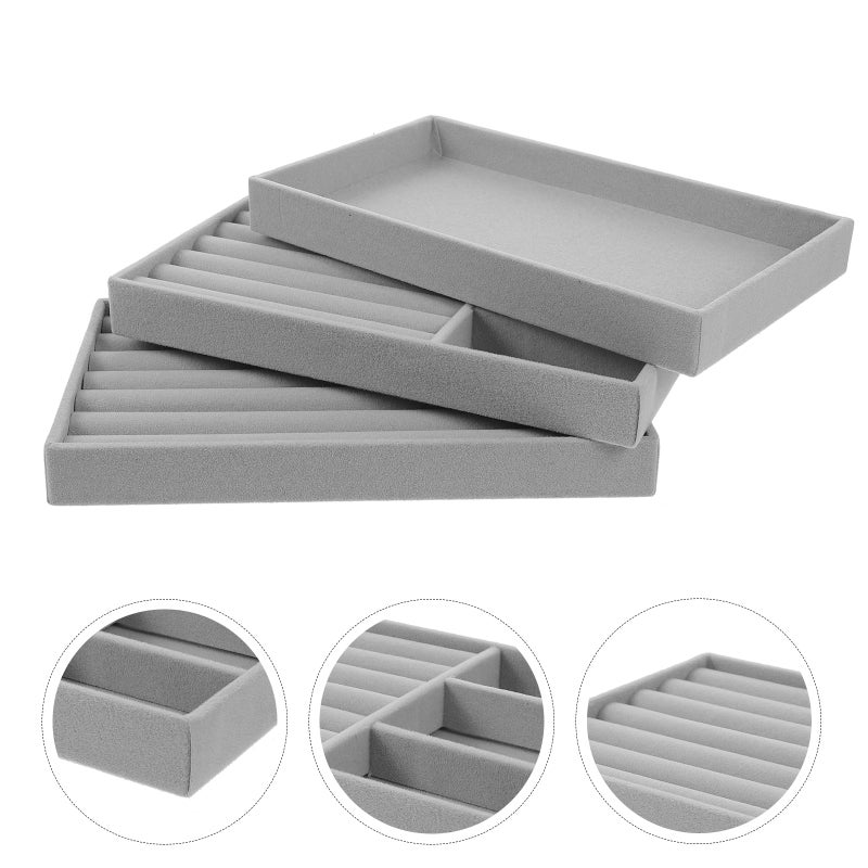 6 Pcs Organizer Tray Stackable Tray Earring Necklace Bracelet Display Holder - Image 3