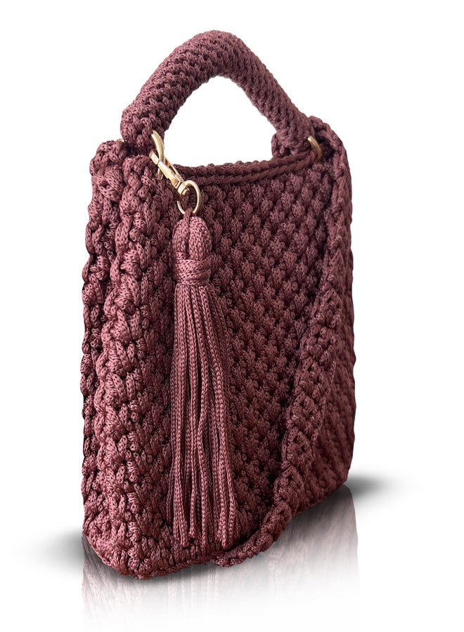 CHQEL Handmade Crochet Shoulder Bag for Women – Boho Knit Crossbody Purse with Tassel, Lightweight Woven Handbag, Stylish Casual Satchel for Everyday & Travel - Image 4