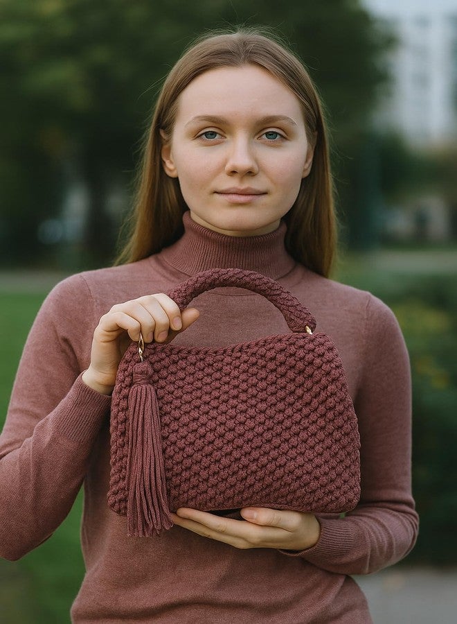 CHQEL Handmade Crochet Shoulder Bag for Women – Boho Knit Crossbody Purse with Tassel, Lightweight Woven Handbag, Stylish Casual Satchel for Everyday & Travel - Image 3