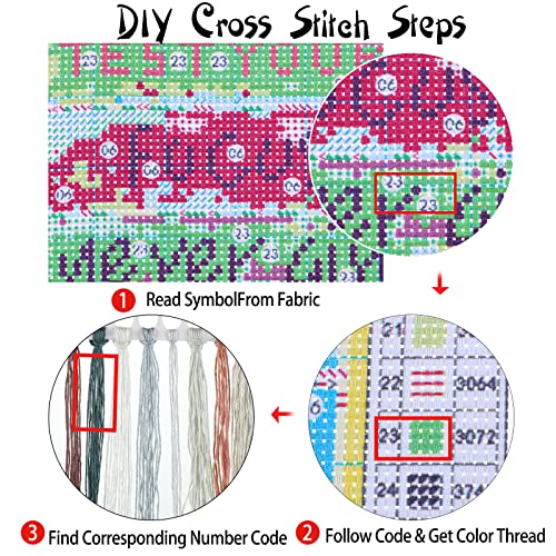XunYee Excitation Language Inspirational Cross Stitch Stamped Art Cross Stitch for Adults Beginners Home Wall Decor, 17.7 x 13.8 Inches - Image 4
